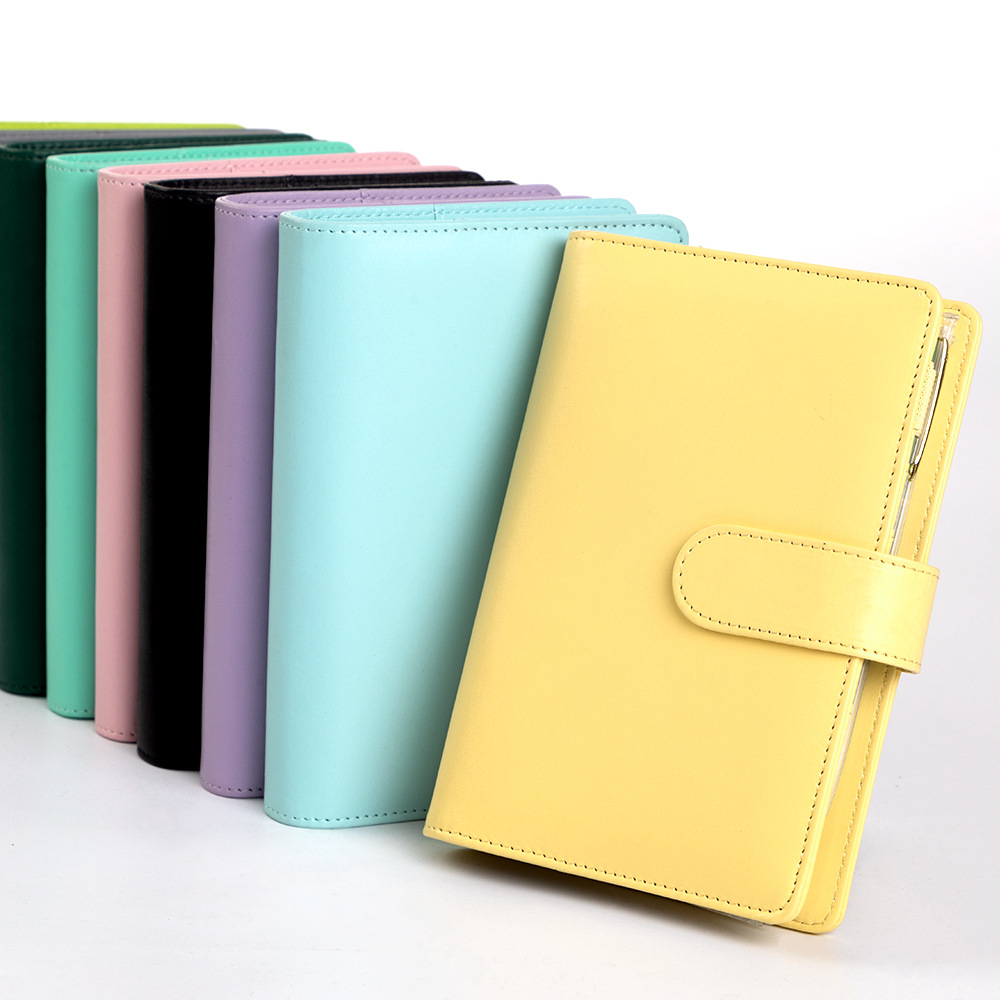 Leather Work Diary - A6 마카롱 PU 가죽 바인더 노트북