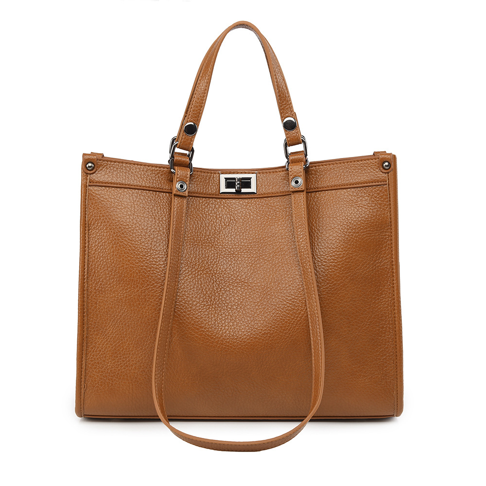 Leather Work Handbag - 여성 대용량 토트 백 PU 가죽