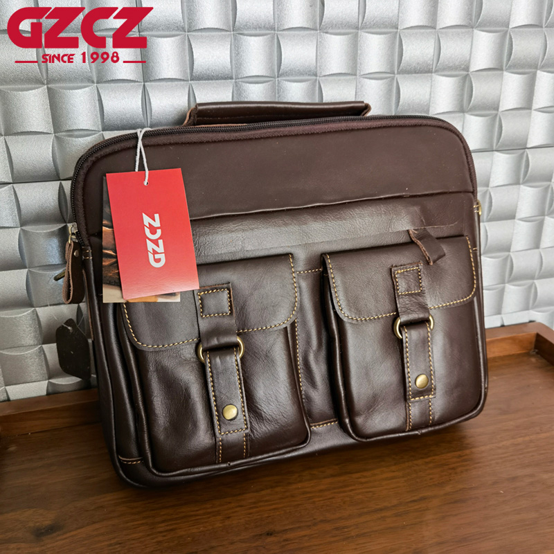 Leather Work Handbag - GZCZ 남성용 핸드백 레저 비즈니스 컴퓨터