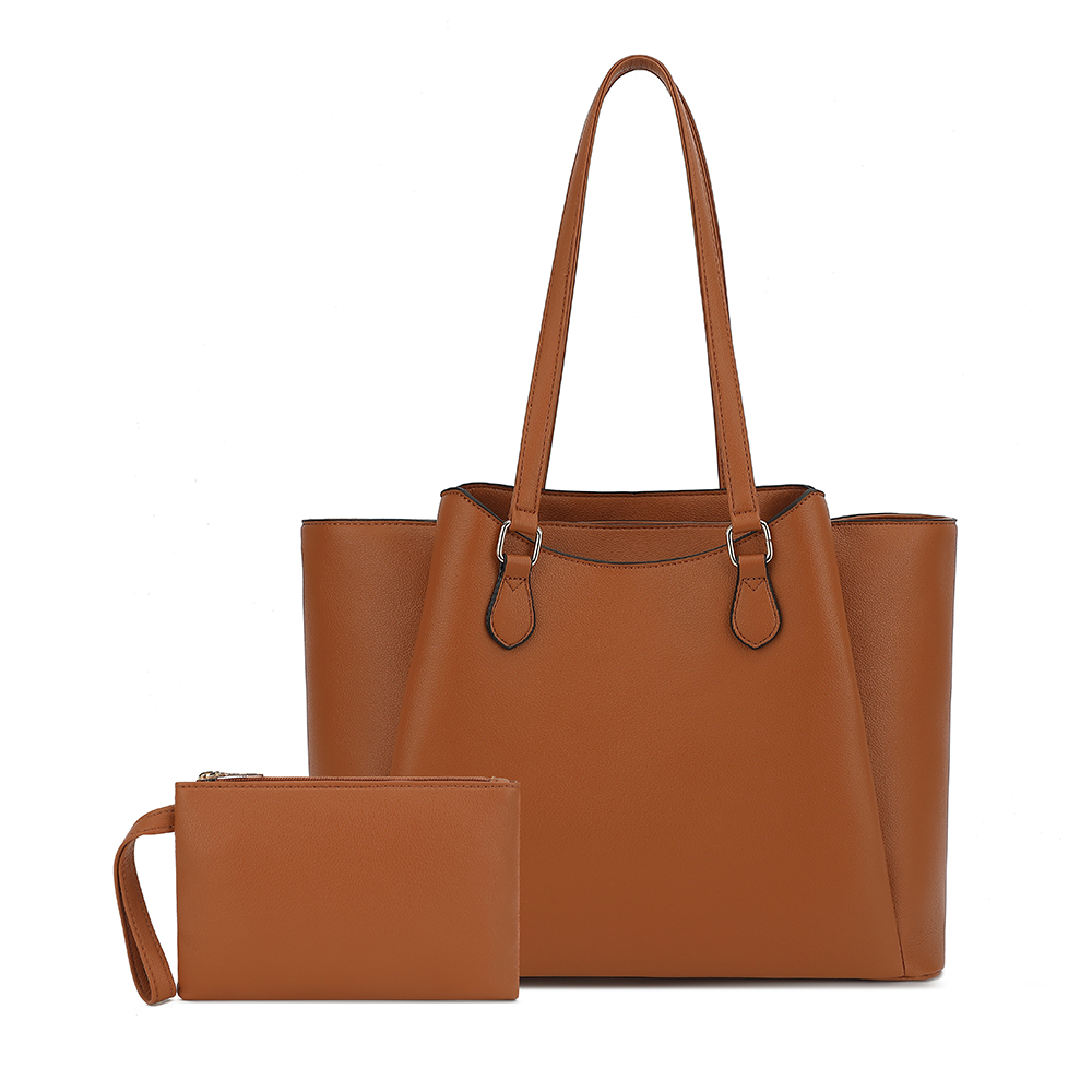 For Leather Work - 여성용 토트백, 파우치가 있는 대형 PU