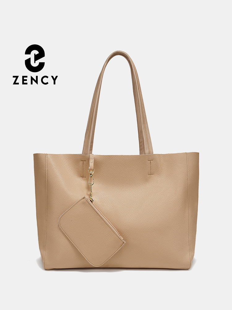 Leather Work Handbag - Zency 정품 가죽 대형 토트 백