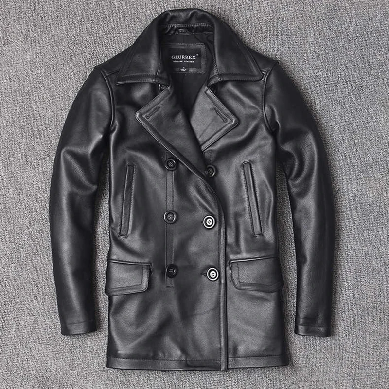 Leather Work Jacket - 정품 가죽 자켓 남성용 탑 레이어