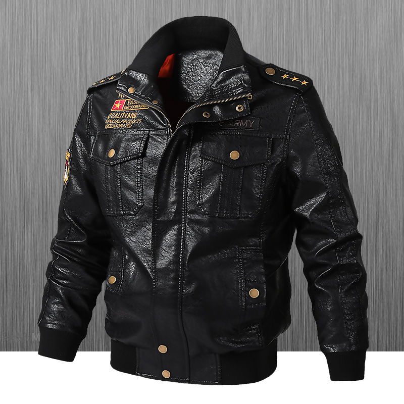 Leather Work Jacket - 슬림핏 바이커 가죽 자켓 남성 캐주얼