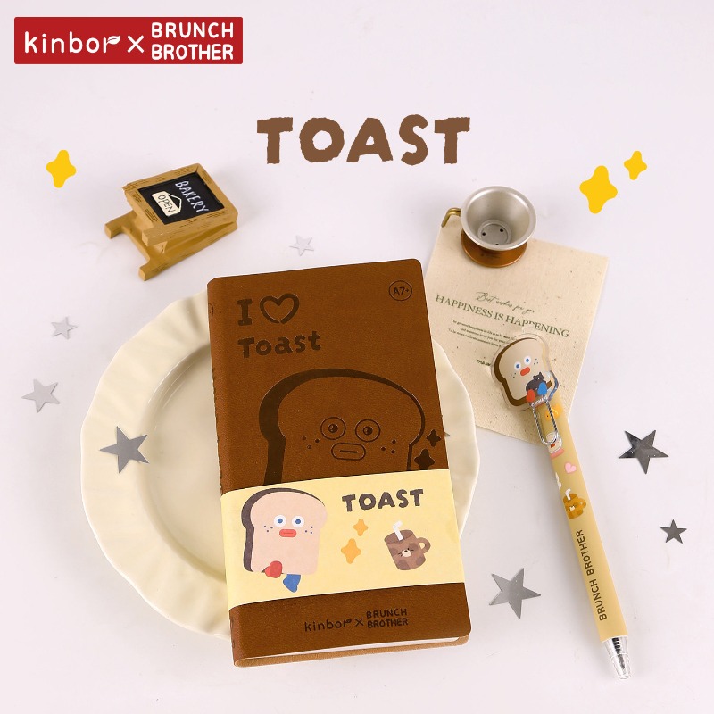 Leather Work Diary - Kinbor 귀여운 만화 A7 포켓 노트