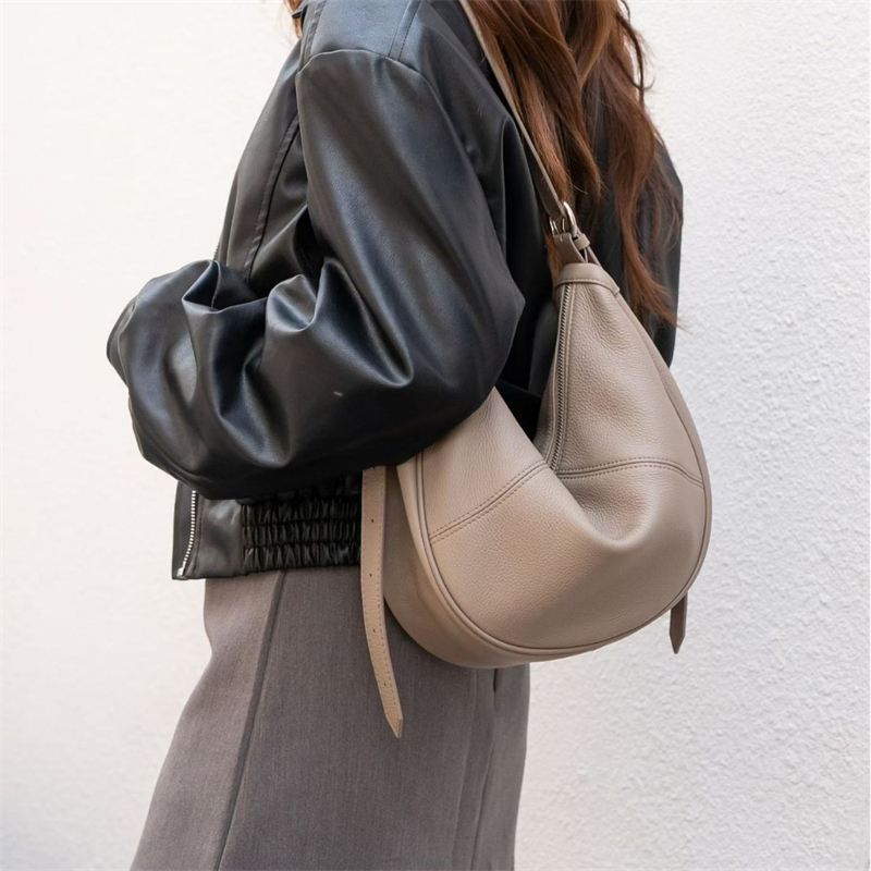 Leather Work Handbag - BURMINSA 정품 가죽 호보 백, 여성용
