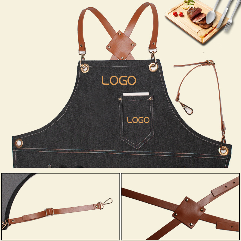 Leatherwork Logo - 플로럴 PU 가죽 스트랩 데님 작업