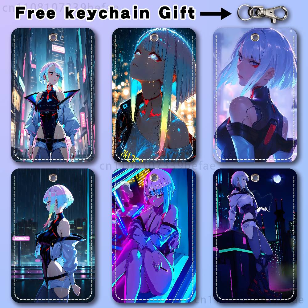 For Leather Work - 루시 C-Cyberpunk E-Edgerunners 홀더 키체인 은행