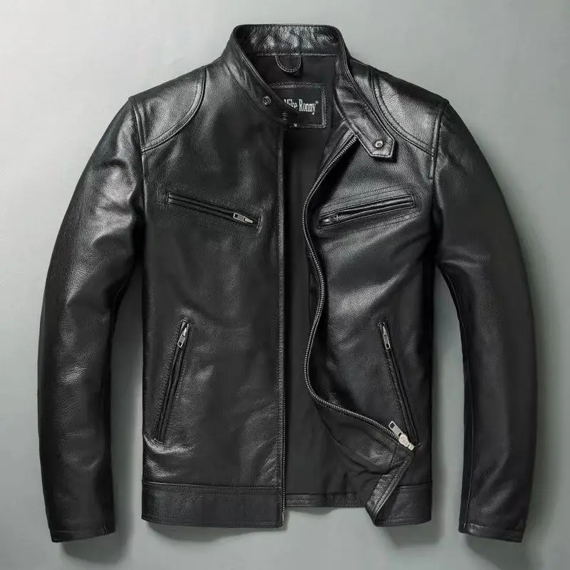 Leather Work Jacket - 남성용 진짜 가죽 재킷, 100% 소가죽