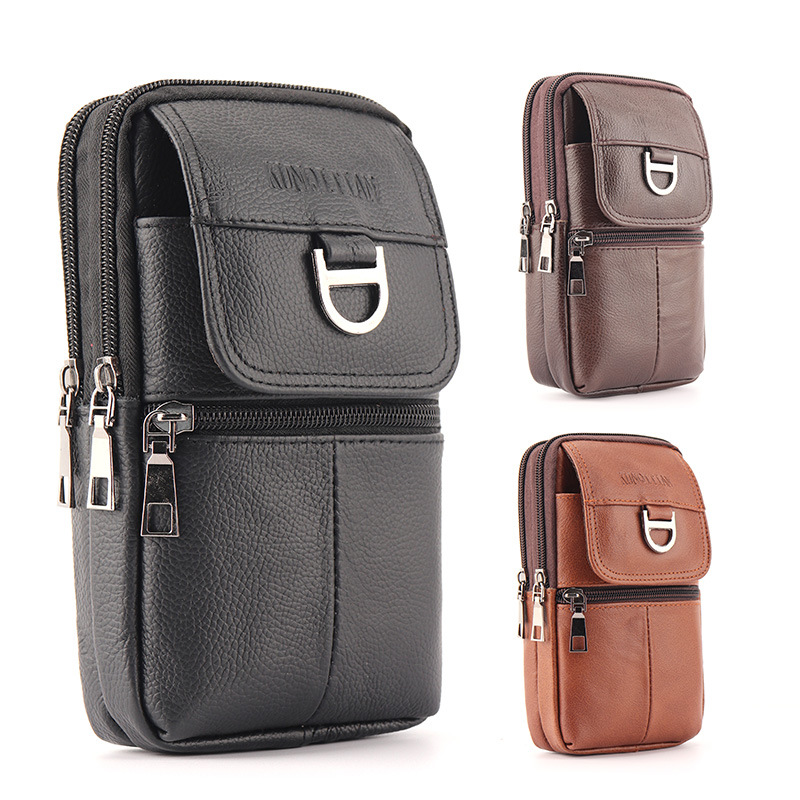 Leather Work Bag Laptop - 남성용 가죽 허리 가방 - 대용량