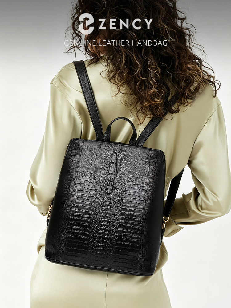 Leather Work Bag Laptop - Zency 여성용 악어 가죽 백팩 100%
