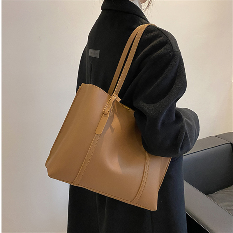 클래식 블랙 인조 가죽 토트백, 대용량 핸드백 숄더백, - Leather Work Handbag 리뷰 및 가격