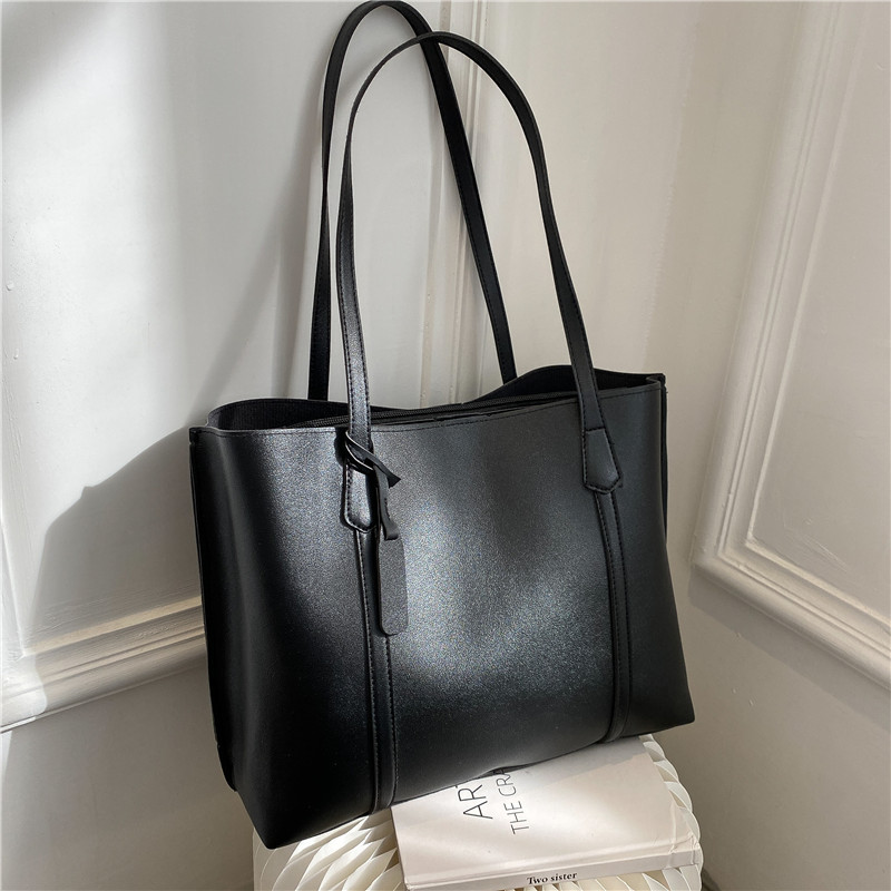 클래식 블랙 인조 가죽 토트백, 대용량 핸드백 숄더백, - Leather Work Handbag 리뷰 및 가격
