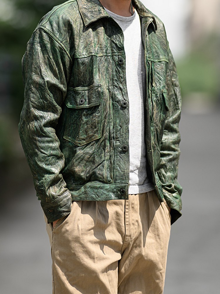 남성용 빈티지 주름진 진짜 양가죽 재킷, 루즈핏 싱글  - Leather Work Jacket 리뷰 및 가격
