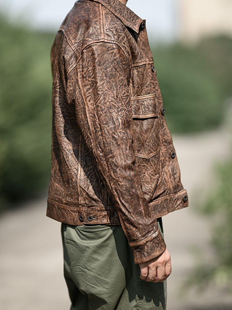 남성용 빈티지 주름진 진짜 양가죽 재킷, 루즈핏 싱글  - Leather Work Jacket 리뷰 및 가격