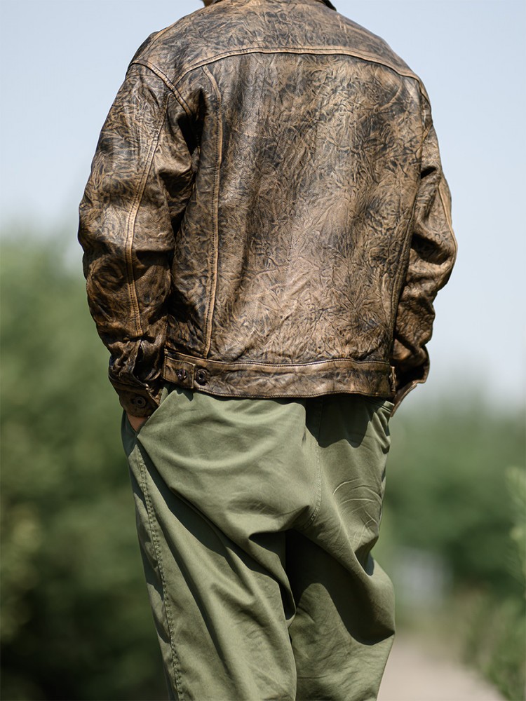 남성용 빈티지 주름진 진짜 양가죽 재킷, 루즈핏 싱글  - Leather Work Jacket 리뷰 및 가격