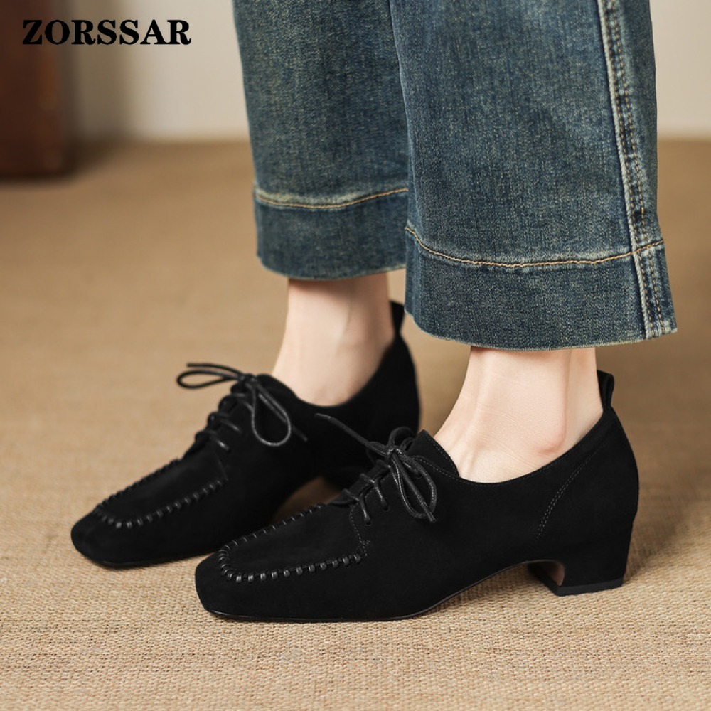 여성용 브라운 스웨이드 스퀘어 토 레이스업 옥스퍼드 슈 - Leather Work For Kids 리뷰 및 가격