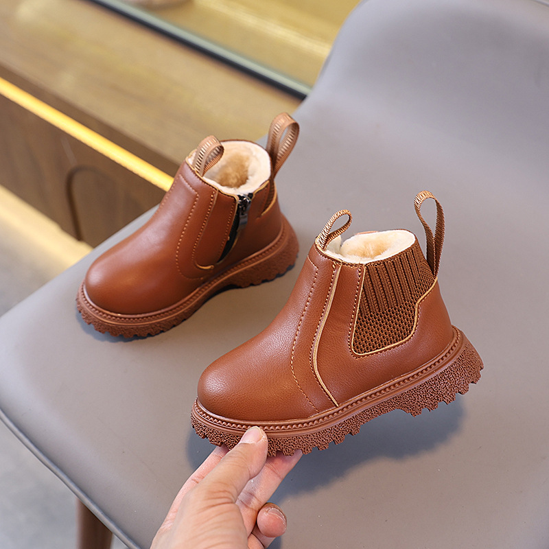 어린이 양털 안감 작업 짧은 부츠 겨울 어린이 따뜻한  - Leather Work For Kids 리뷰 및 가격
