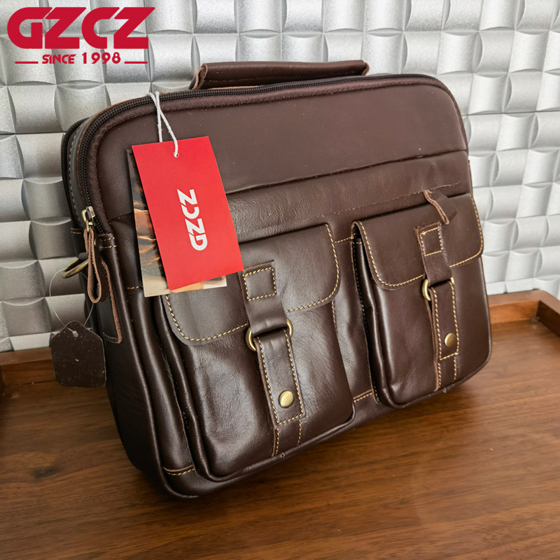 GZCZ 남성용 핸드백 레저 비즈니스 컴퓨터 가방 헤드 - Leather Work Handbag 리뷰 및 가격