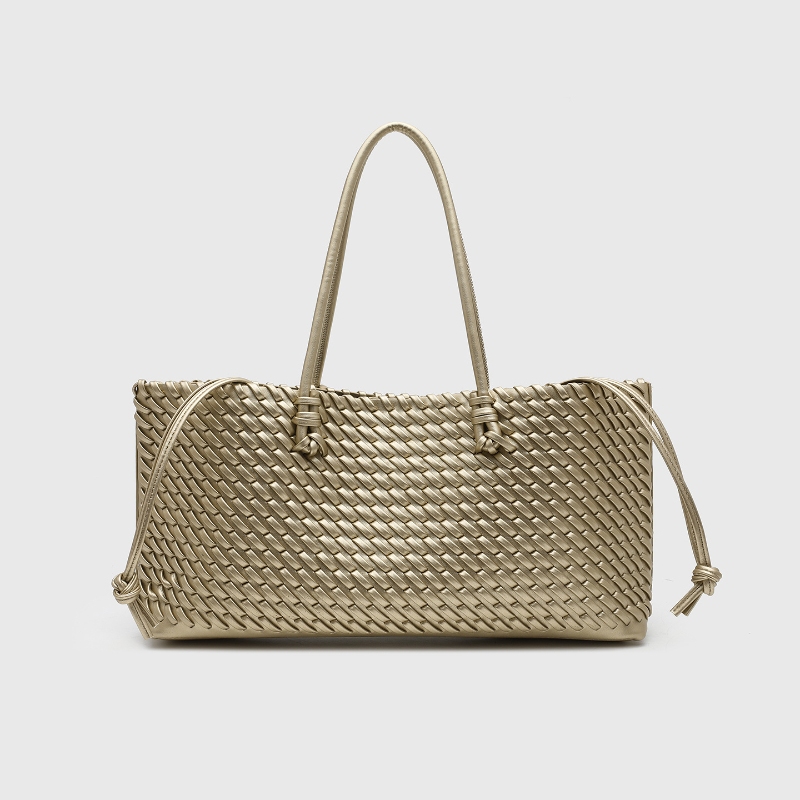디자이너 고급 PU 직조 토트백, 탑 핸들 롱 숄더백, - Leather Work Handbag 리뷰 및 가격