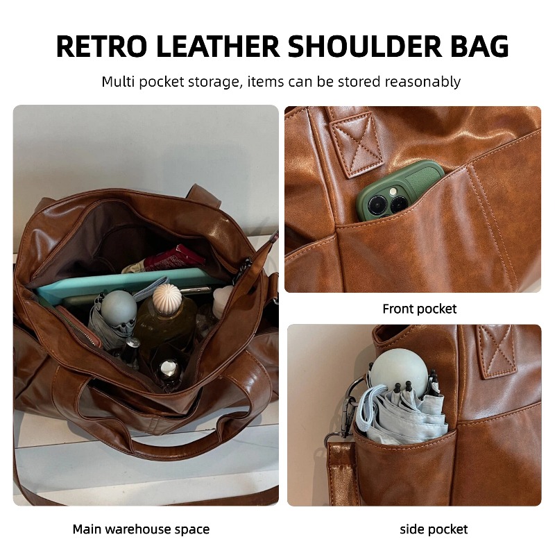 여성용 레트로 소프트 가죽 핸드백, 다중 포켓 대용량  - Leather Work Handbag 리뷰 및 가격