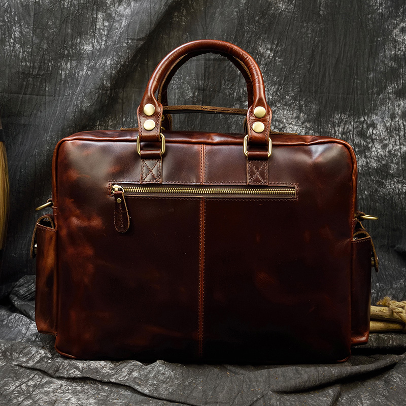 남성용 진짜 가죽 서류 가방, 적갈색 광택 빈티지 암소 - Leather Work Bag Laptop 리뷰 및 가격