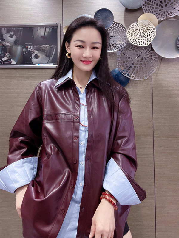 여성용 포도색 PU 가죽 재킷 코트 블루 셔츠 투피스  - Leather Work Jacket 리뷰 및 가격
