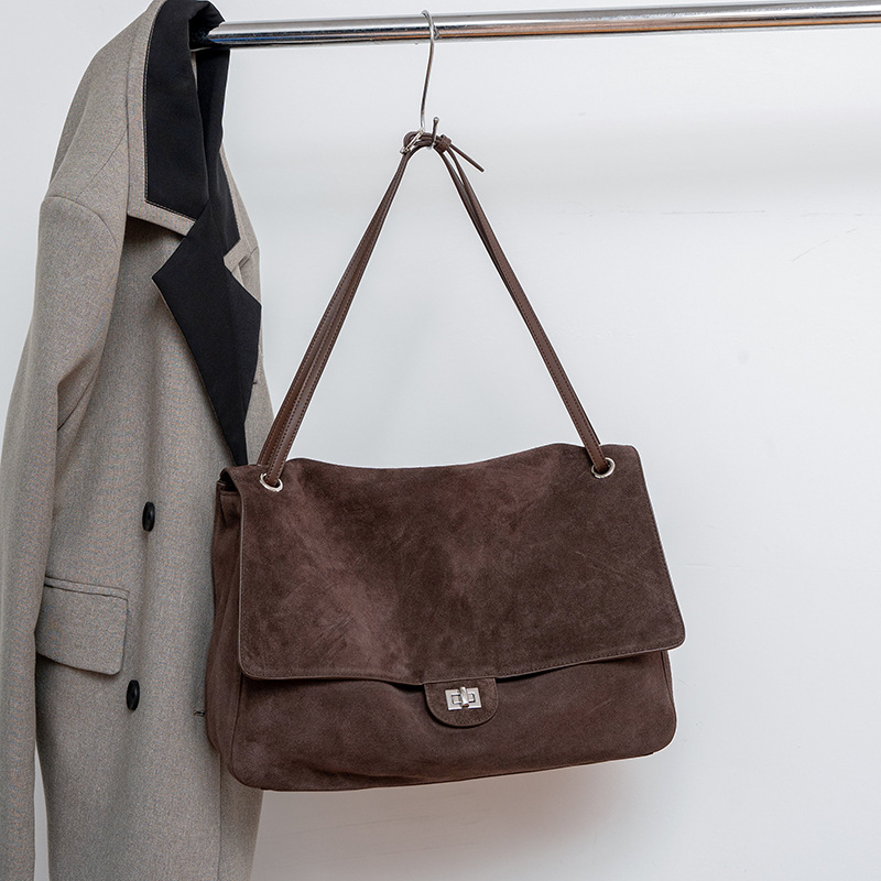 여성용 정품 스웨이드 가죽 숄더백, 조절 가능한 스트랩 - Leather Work Handbag 리뷰 및 가격