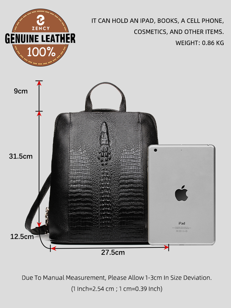 Zency 여성용 악어 가죽 백팩 100% 정품 천연  - Leather Work Bag Laptop 리뷰 및 가격